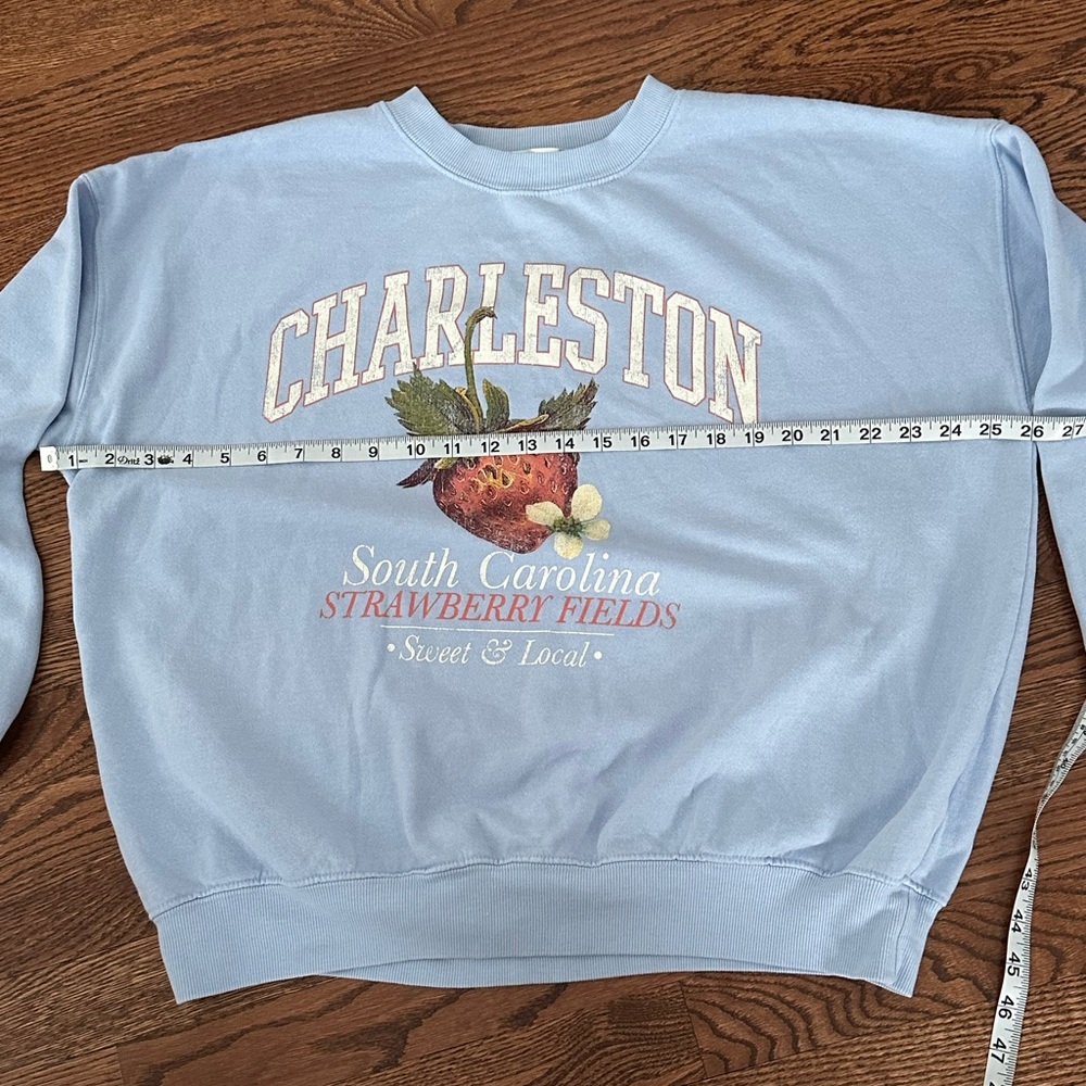 Altar'd State Light Blue Charleston Strawberry Crewneck Sweatshirt - Picture 5 of 7